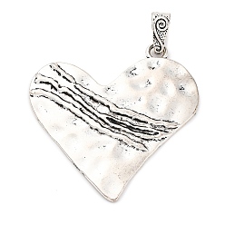 Сердце Тибетский сплав стиля большие кулоны, старинное серебро, сердце, 68.5x64.5x2.5 мм, отверстие : 13x5.5 мм