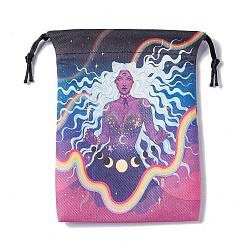Human Joyería de terciopelo bolsos de mano, bolsas de regalo rectangulares para almacenamiento de tarjetas de tartot, Patrón de las mujeres, 18x14 cm