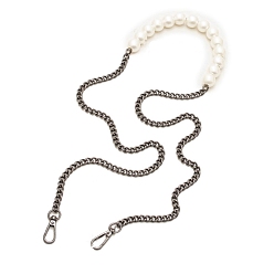 Черный Цвет Металла Сумочка с имитацией белого жемчуга, бисером, металлическими витыми цепочками-ремешками, с застежками, для замены сумочки или сумки через плечо, металлический черный , 1200 мм