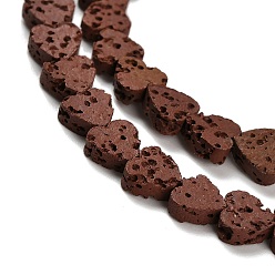Кокосово-Коричневый Нити синтетических бусин, окрашенных в лавовый камень, сердце, кокосового коричневый, 6.5x6.5x2.5 мм, отверстие : 1 мм, около 63~64 шт / нитка, 14.57''~14.96'' (37~38 см)