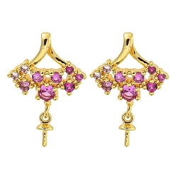 Золотой Стойка покрытие латунь микропаве прозрачный кубический цирконий гвоздики серьги поиск, без кадмия и без свинца, долговечный, фиолетовые, золотые, 20.5x14 мм, штифты : 0.7~0.8 мм