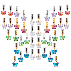 (52) Непрозрачная лаванда 40шт 10 стили стеклянные европейские подвески-шармы, подвески в виде бабочки цвета ab с большими отверстиями и петлями из сплава, старинное серебро и античный золотой, разноцветные, 20 мм, 4 шт / стиль