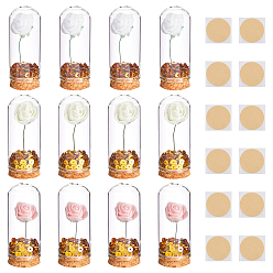 (52) Непрозрачная лаванда Декоративная крышка купола из прозрачного стекла с букетом искусственных роз из пенопласта внутри, с липкой лентой и пластиковой пайеткой, разноцветные, 30x77 мм, 3 цветов, 4 шт / цвет, 12 шт / комплект