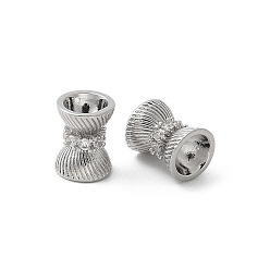 Платинированный Латунные микро проложить кубического циркония бусы, без кадмия, без никеля и без свинца, Реальная платина, 9x7 мм, отверстие : 1.2 мм