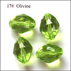 Желто-Зеленый Имитация Австрийские кристаллические шарики, класс AAA, граненые, овальные, желто-зеленый, 8x6 мм, отверстие : 0.7~0.9 мм