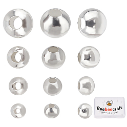 Silver 40Pcs 4 Style 925 Sterling Silver Beads, Round, Silver, 2~4x2~3.5mm, Hole: 0.5~1.5mm, 10pcs/style