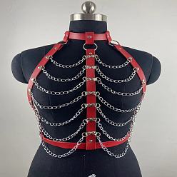 Красный Искусственная кожа сплав многослойная цепь кисточка нагрудные цепи, платина, красные, 320~450 мм