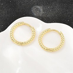 Real 18K Gold Plated Brass Huggie Hoop Earrings, Lead Free & Cadmium Free, Rack Plating, Long-Lasting Plated, Real 18K Gold Plated, 18x2mm