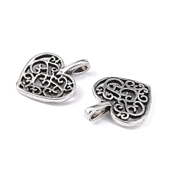 Antique Silver Alloy Pendants, Cadmium Free & Lead Free, Heart, Antique Silver, 18x15x2mm, Hole: 2x4mm