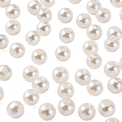 Creamy White Imitation Pearl Acrylic Beads, Dyed, Round, Creamy White, 4x3.5mm, Hole: 1mm, about 18100pcs/pound
