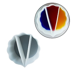 Белый Многоразовый раздельный стакан для заливки краски, силиконовые стаканчики для смешивания смолы, 3 разделители, цветок, белые, 8.5x8.7x5.5 см, Внутренний диаметр: 7.3x2.9 cm, 8x3.3 см, 2.7x7 см