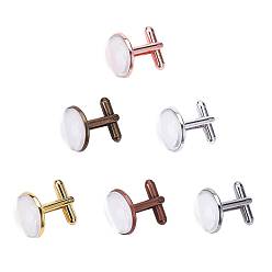 Mixed Color Rack Plating Brass Cuff Button, Cufflink Findings Cabochon Settings for Apparel Accessories and Transparent Glass Cabochons, Mixed Color, 7.4x7.3x2.5cm, 24pcs/box