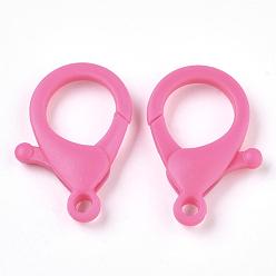 Hot Pink Plastic Lobster Claw Clasps, Hot Pink, 35x24.5x6mm, Hole: 3mm