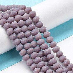 Thistle Glass Beads Strands, Faceted, Frosted, Rondelle, Thistle, 6x4.5mm, Hole: 1mm, about 86pcs/strand, 16.14''(41cm)