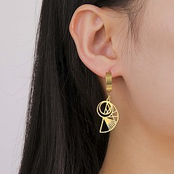 Золотой Серьги из 304 нержавеющей стали, полая раковина, золотые, 24x17 мм, кольцо: длина 15мм, ширина 14мм