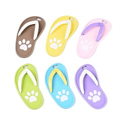 (52) Непрозрачная лаванда Спрей окрашены сплава большие кулоны, тапочка с рисунком в виде лапы, без кадмия, без никеля и без свинца, разноцветные, 60x30x8 мм, отверстие : 7x3 мм