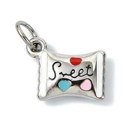 Candy 304 нержавеющей стальной эмали подвески, цвет нержавеющей стали, красочный, конфетное очарование, 13.5x16.5x4.5 мм, отверстие : 5 мм