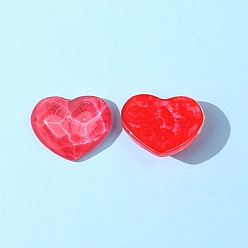 Red Transparent Resin Cabochons, Heart with Water Ripple, Red, 17x21mm