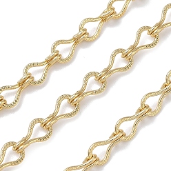 Настоящее золото 18K Латунные текстурированные цепочки с витыми звеньями, долговечный, стойки покрытие, без свинца и без кадмия, пайки, с катушкой, реальный 18 k позолоченный, 9x5x3 мм
