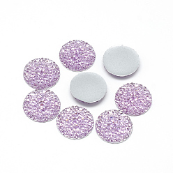 Medium Purple Resin Cabochons, Bottom Silver Plated, Half Round/Dome, Medium Purple, 12x3mm