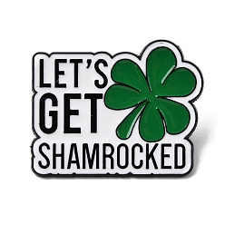 Черный Броши из сплава с эмалью ко Дню Святого Патрика, клевер, чёрные, 33x27 мм