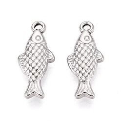 Нержавеющая Сталь Цвет 304 подвески из нержавеющей стали, рыба, цвет нержавеющей стали, 20.5x9x3.5 мм, отверстие : 1.4 мм