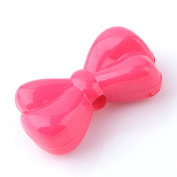 Deep Pink Opaque Acrylic Beads, Bowknot, Deep Pink, 10x18x6.5mm, Hole: 2mm, about 600pcs/500g
