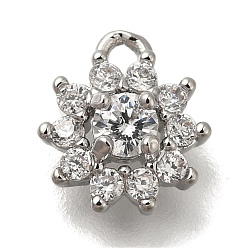 Платина Латунь с микропокрытием, без кадмия, без никеля и без свинца, долговечный, цветок, платина, 9x8x3.5 мм, отверстие : 1.2 мм