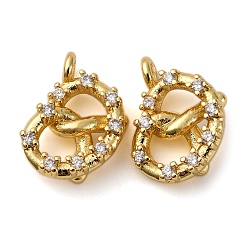 Настоящее золото 18K Латунные микро проложить кубического циркония подвески, крендельки-очарования, долговечный, без кадмия и без свинца, стойки покрытие, реальный 18 k позолоченный, 10x14x4.5 мм, отверстие : 1.8 мм