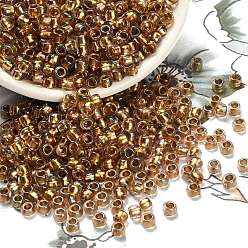 (268) Inside Color AB Crystal/Gold Lined Круглые бусины toho, японский бисер, (268) внутри кристалл цвета ab / золотая подкладка, 11/0, 2.2 мм, отверстие : 0.8 мм, Около 50000 шт / фунт