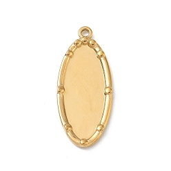 Oro 304 Configuración de cabujón colgante del acero inoxidable, encantos ovales, dorado, 34x14.5x2 mm, agujero: 1.8 mm