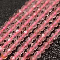 Клубничный Кварц Природного кварца клубники нитей бисера, граненые, круглые, 2 мм, отверстие : 0.5 мм, около 178 шт / нитка, 15.3 дюйм (39 см)