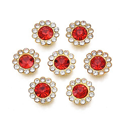 Светло-сиамский Шить на горный хрусталь, прозрачное стекло горный хрусталь, с настройками железного зубца, граненые, цветок, Light Siam, 12x5 мм, отверстие : 1.2 мм