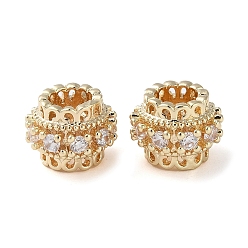 Золотой Обшивка стойки латунь с европейскими бусинами из фианита, долговечный, без свинца и без кадмия, рондель, золотые, 10x7.5 мм, отверстие : 4.5 мм