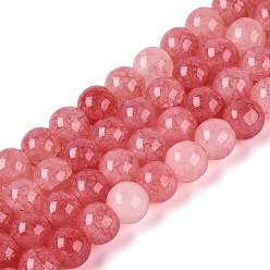 Индийский Красный Нити из окрашенных стеклянных бусин с эффектом омбре и эффектом кракелюра, имитация драгоценных камней, круглые, Индийская красная, 6~6.5 мм, отверстие : 0.8~1 мм, около 138~146 шт / нитка, 29.92~31.89 дюйм (76~81 см)