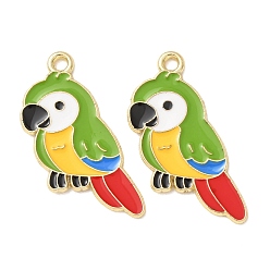 Parrot Подвески из эмали и сплава, золотые, подвески в виде попугаев, 30x20.5x1 мм, отверстие : 2 мм