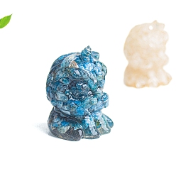 Апатит Украшение в виде льва из смолы, с натуральной апатитовой крошкой внутри статуэток для украшения домашнего офиса, 39x37x53 мм