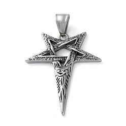 Античное Серебро 304 подвески из нержавеющей стали, перевернутая звезда с глазом Гора, античное серебро, 38x33.5x4 мм, отверстие : 9x5 мм