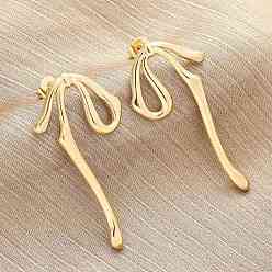 Золотой 304 из нержавеющей стали серьги, вакуумное покрытие pvd, бантом, золотые, 40.5x20.5 мм