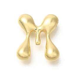 Letter M Стойки обшивки латунные бусины, письмо-шар, для изготовления именных ожерелий, долговечный, без свинца и без кадмия, реальный 18 k позолоченный, Буква М, 24x20x7 мм, отверстие : 2 мм