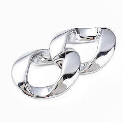 Серебро Акриловые кольца с покрытием uv , разъемы для быстрой связи, для изготовления украшений из цепочек, Twist овальные, серебряные, 48x42x14 мм, внутренний диаметр: 30x18 мм