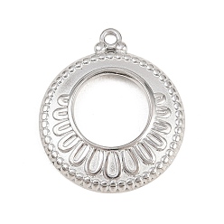 Ring 304 подвески из нержавеющей стали, цвет нержавеющей стали, кольцо с цветочным шармом, 31x26x3 мм, отверстие : 2 мм