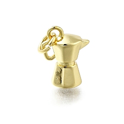 Настоящее золото 18K Латунные подвески, кофеварка чары, долговечный, без свинца и без кадмия, стойки покрытие, с целью перехода в кольце, реальный 18 k позолоченный, 13.5x10x6 мм, отверстие : 3 мм