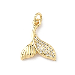 Настоящее золото 18K Латунные микро проложить кубического циркония подвески, рыбий хвост, без кадмия и без свинца, с целью перехода в кольце, реальный 18 k позолоченный, 18x15x3 мм, отверстие : 3 мм