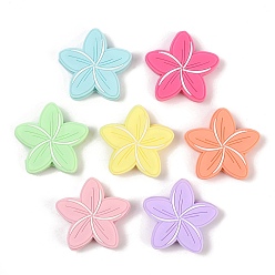 (52) Непрозрачная лаванда Бусины из пищевого силикона с цветочным узором, DIY уход за ожерельем, разноцветные, 29x30.5x7.5 мм, отверстие : 2.5 мм