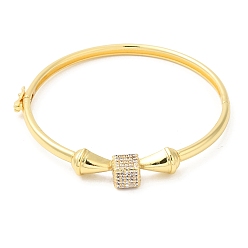 Real 16K Gold Plated Brass Cube Hinged Bangle with Cubic Zirconia for Women, Real 16K Gold Plated, Inner Diameter: 2-3/8 inch(6cm)
