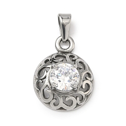 Цветок 304 из нержавеющей стали горный хрусталь подвески, цвет нержавеющей стали, цветочный шарм, 17x14.5x5.5 мм, отверстие : 5x2.5 мм