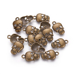 Античная Бронза Сплавочные подвески тибетского стиля, без кадмия, без никеля и без свинца, череп, Хэллоуин, античная бронза, 16x10x2.5 мм, отверстие : 2 мм