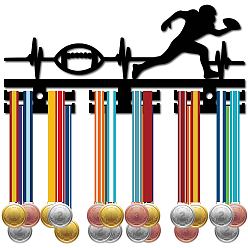 Rugby Акриловый держатель медали, вешалка для медалей, с крючками для вешалок, рамка держателя медали, прямоугольные, регби, 130x290 мм, отверстие : 8 мм