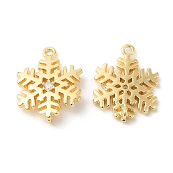 Real 18K Gold Plated Brass Pave Clear Cubic Zirconia Connector Charms, Snowflake Links, Cadmium Free & Nickel Free & Lead Free, Real 18K Gold Plated, 15x12x4mm, Hole: 1mm